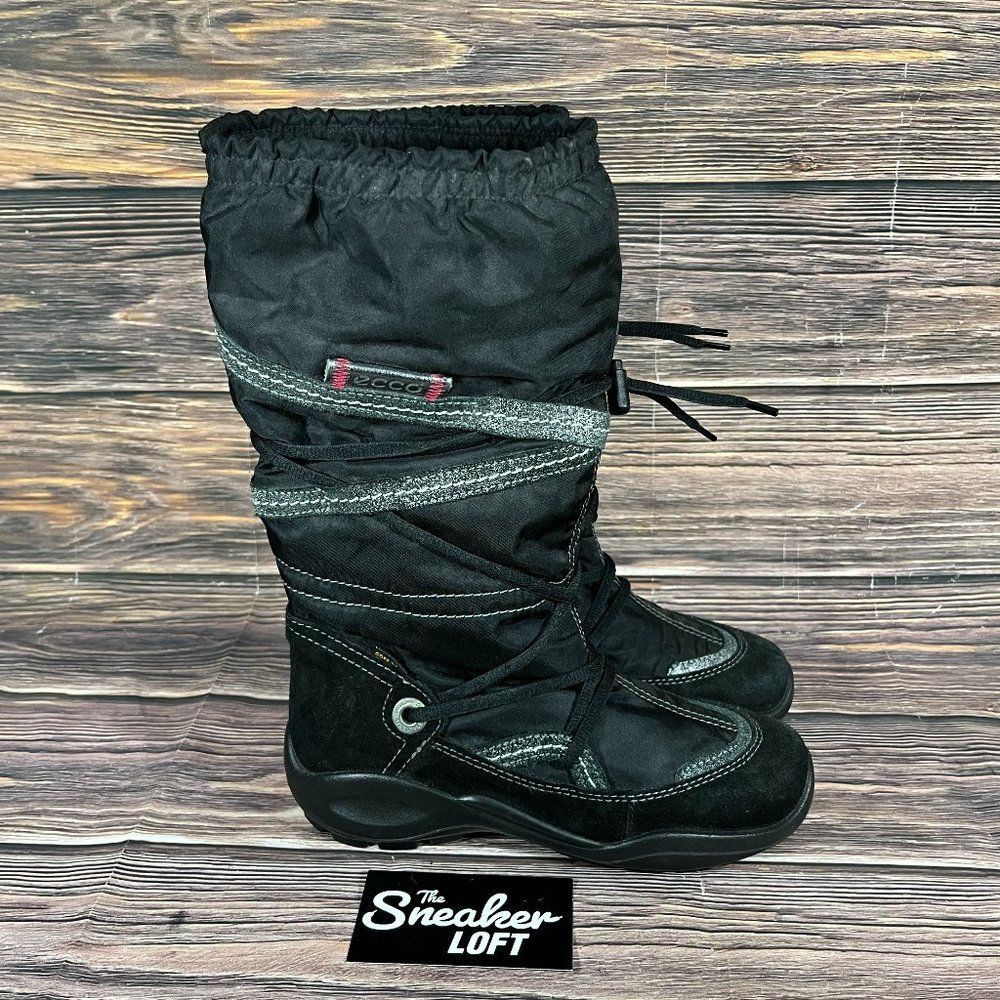 Ecco Women's Nylon‎ Suede Black GoreTex Winter Boots